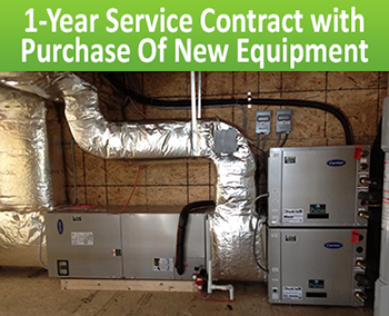 Image of HVAC System with a caption for 1 Year Service Contract