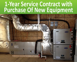one year service contract with purchase of new equipment